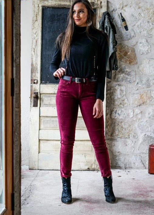 MID RISE SKINNY CORDUROY PANTS