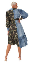 Load image into Gallery viewer, Denim and Camo Hi Lo Dress