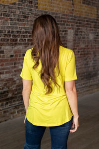 NEON YELLOW WITH TIE DYE POCKET TEE