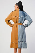 Load image into Gallery viewer, Denim Color Block Trench Coat