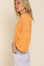 Transitional Knit Top with Balloon Sleeves