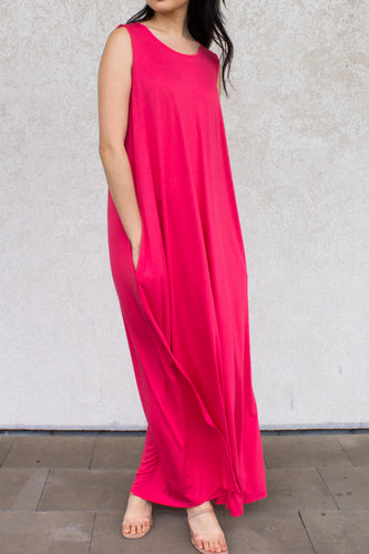 Dk Coral Bamboo Sleeveless Maxi Dress