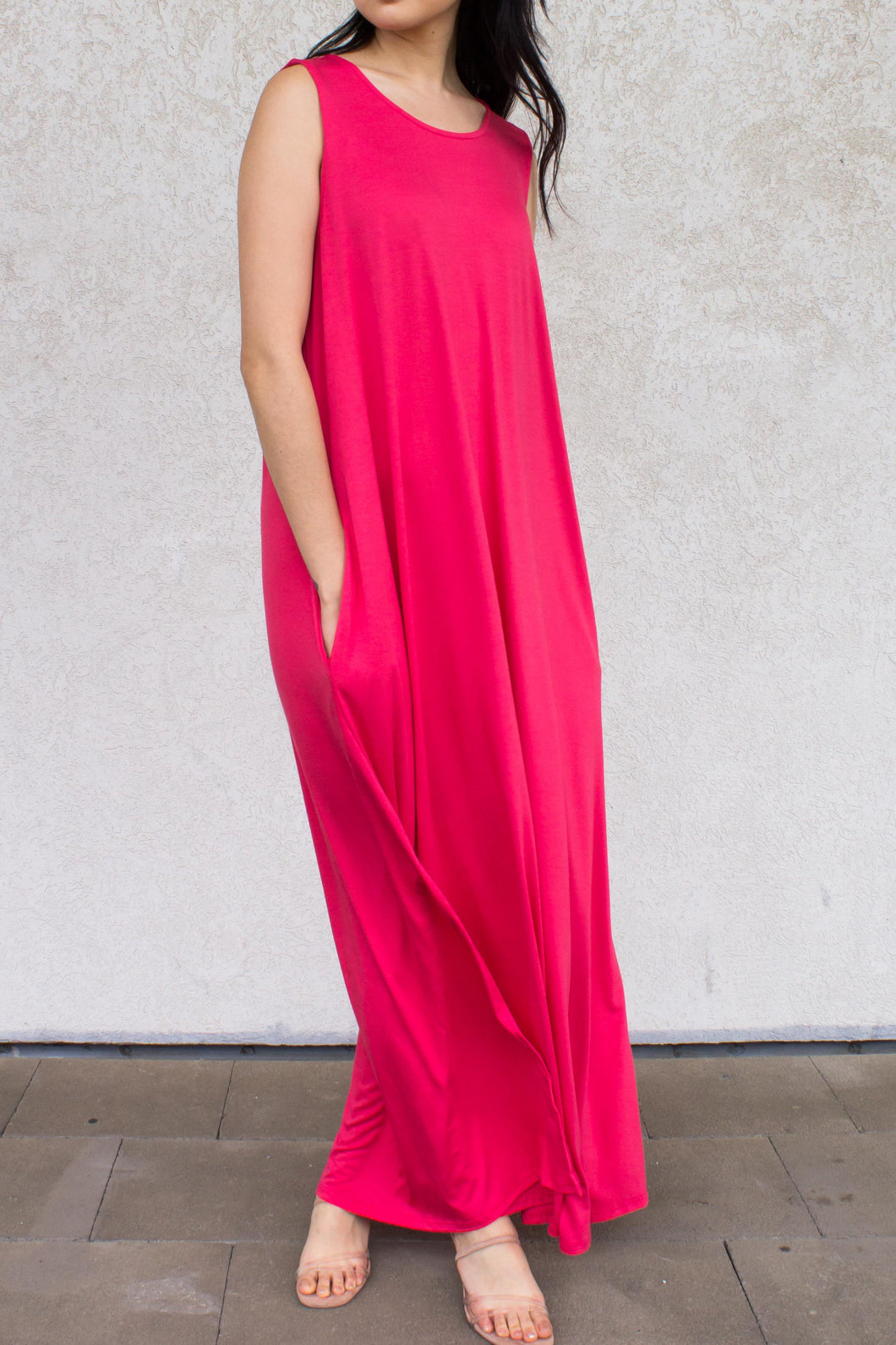 Dk Coral Bamboo Sleeveless Maxi Dress