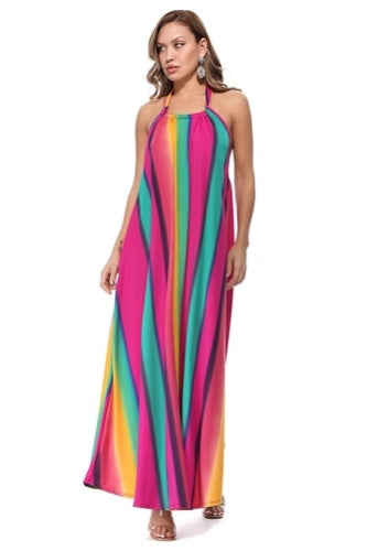 Halter Print Maxi Dress