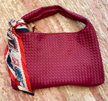 Load image into Gallery viewer, Basket Weave Hobo Bag with Scarf