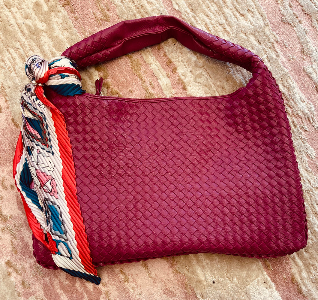 Basket Weave Hobo Bag with Scarf
