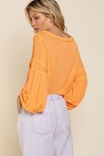 Transitional Knit Top with Balloon Sleeves