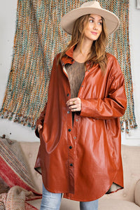 LEATHER BUTTON DOWN SHIRT DRESS