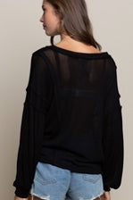 Transitional Knit Top with Balloon Sleeves