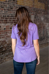 LAVENDER TEE WITH TIE DYE POCKET