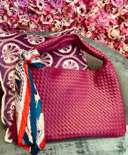 Load image into Gallery viewer, Basket Weave Hobo Bag with Scarf
