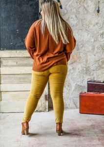 MID RISE SKINNY CORDUROY PANTS
