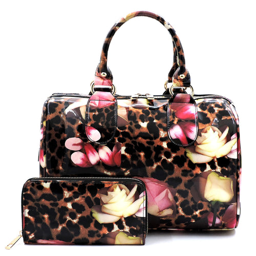 Glossy Flower Leopard Bag