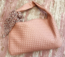 Load image into Gallery viewer, Basket Weave Hobo Bag with Scarf