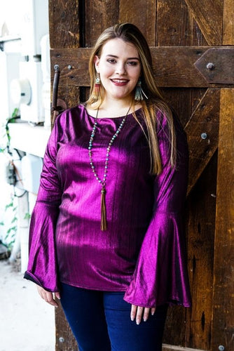 Metallic Purple Bell Sleeve