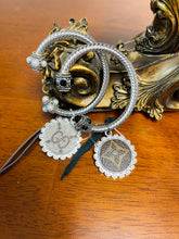 Load image into Gallery viewer, Silver Cable bracelet with upcycled charm