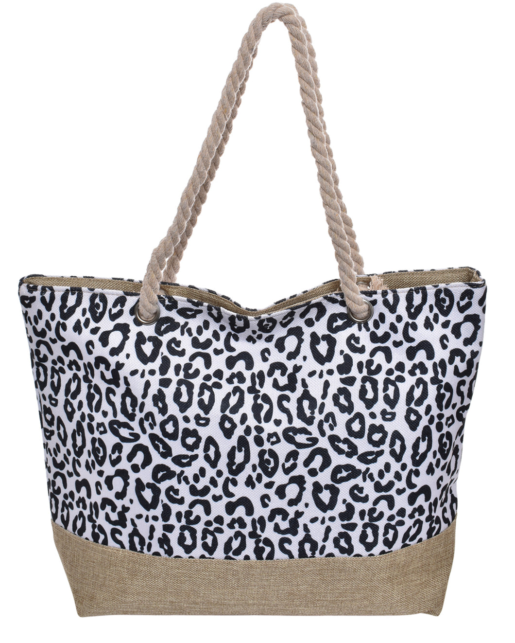 WHITE LEOPARD BEACH BAG