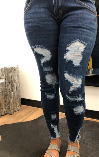 HIGH WAISTED DISTRESSED JEANS
