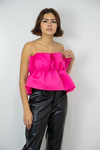 Ruffle Gathered Strapless Tube Top