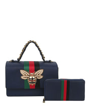Load image into Gallery viewer, Bee Charm Stripe Handbag