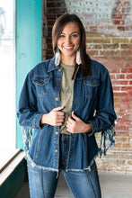 Load image into Gallery viewer, DENIM JACKET WITH BACK FRINGE