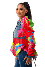 Load image into Gallery viewer, Double Collar Adjustable Tie Puff Pink Combo Long Sleeve Ruffle Jacket
