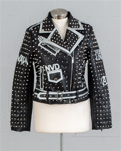 BLACK FAUX LEATHER STUD JACKET