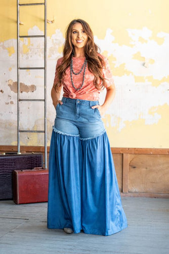 MID WASH HIGH RISE PARTY PANT DENIM