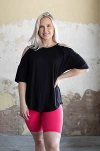 SHOULDER CUT OUT SHORT SLEEVE TEE