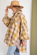 Load image into Gallery viewer, KHAKI PLAID YARN DYE OVERSIZED SHIRT DRESS