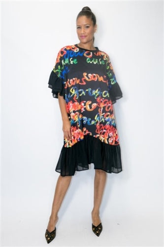 Black Multi Printed Dress