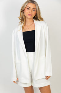 White Business Blazer Short Set Suit
