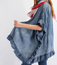 Load image into Gallery viewer, WASHED DENIM OPEN CARDIGAN