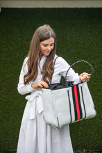 Load image into Gallery viewer, White and Red Stripe Tote