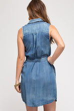 Load image into Gallery viewer, Short Sleeve Denim Dress with Pockets