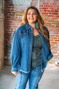 DENIM JACKET WITH BACK FRINGE