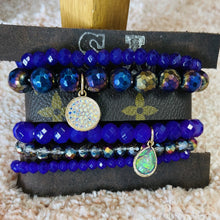 Load image into Gallery viewer, Purple Beaded Bracelet w/Upcycle Band