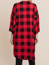 Load image into Gallery viewer, Buffalo Plaid Cardigan w/ leopard