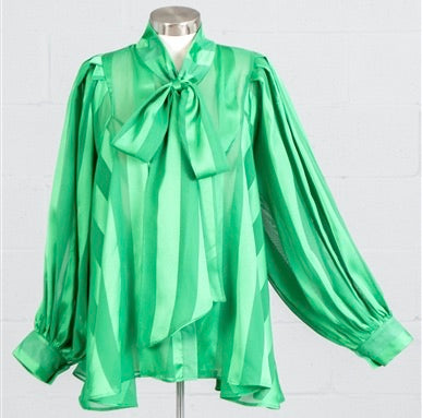 GREEN STRIPE BOW TOP