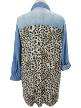 Load image into Gallery viewer, Animal Print Back Long Sleeve Denim Shirt