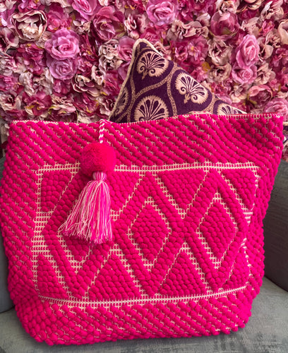 HOT PINK BOHO TOTE