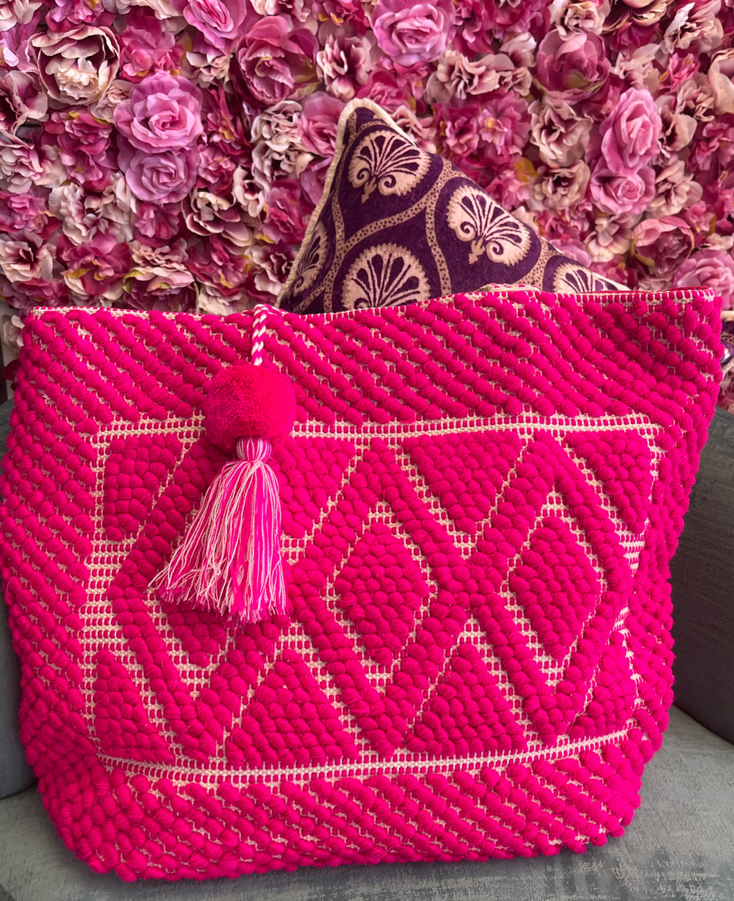 HOT PINK BOHO TOTE