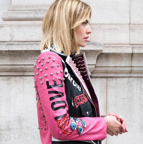 Pink Crop Studded Jacket