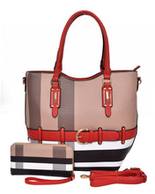 Load image into Gallery viewer, Plaid Leatherette Handbag Set