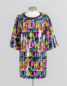 Sequin Letters Tunic Top