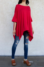 Load image into Gallery viewer, Flowy Poncho Top with Unfinished Hem