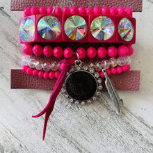 Load image into Gallery viewer, Upcycled Stretchable Pink bracelet with large stones