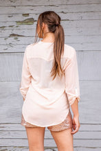 Load image into Gallery viewer, Ivory Sheer Top with Curve Hem