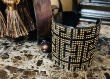 Load image into Gallery viewer, Black/Gold Rhinestone Cuff