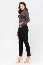 Load image into Gallery viewer, BLACK MID-RISE DESTROYED SLIM FIT